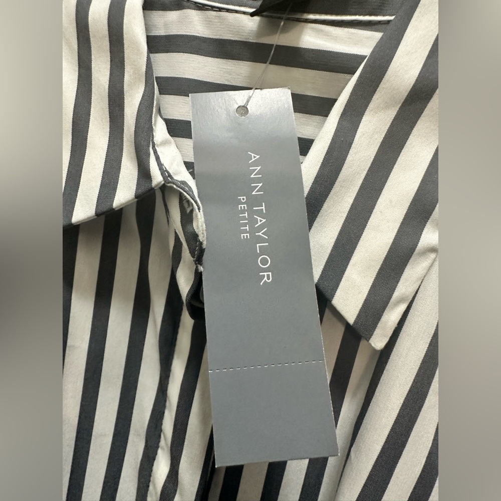 Ann Taylor Size 6P Long Sleeve Tie Front Button Down Shirt NWT - Picture 5 of 9